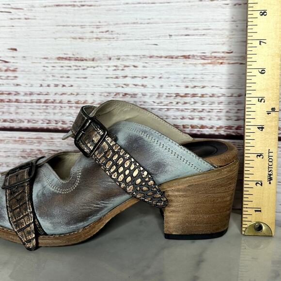 NWOB Freebird Steven Caprice Slip On Heeled Sandals Leather Big Buckle Size 11 - Picture 8 of 10